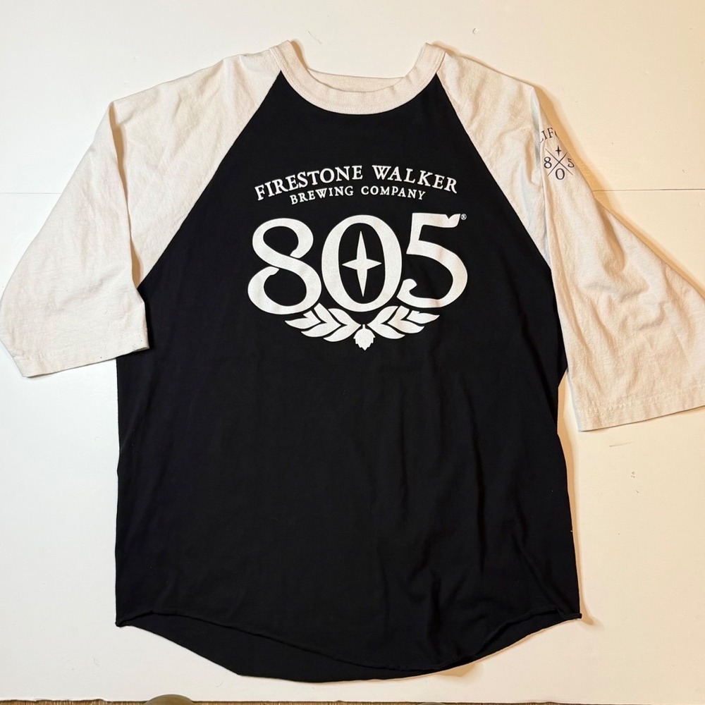 Firestone Walker 805 Beer Raglan Shirt Mens XL Black White Tee
